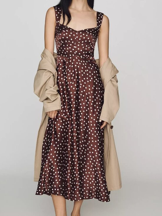 Anthropologie Dresses & Skirts - Anthropologie Jocelyn Sleeveless Slip Midi Dress by Maeve, Brown Dot, S